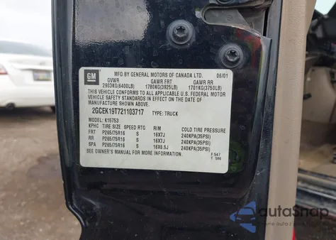 2002 Chevrolet Silverado 1500 Lt from USA, damaged, VIN 2GCEK19T721103717